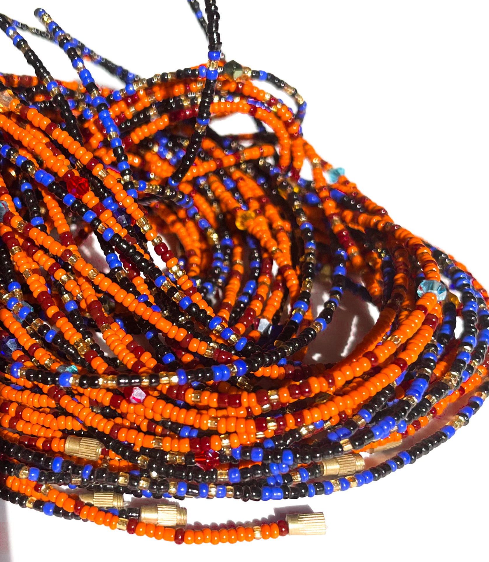 orange and blue waist bead